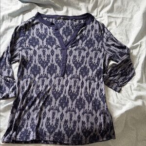 Elegant Navy Patterned Blouse